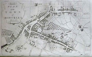 Hinckley in 1782, map by J. Robinson for John Nichols